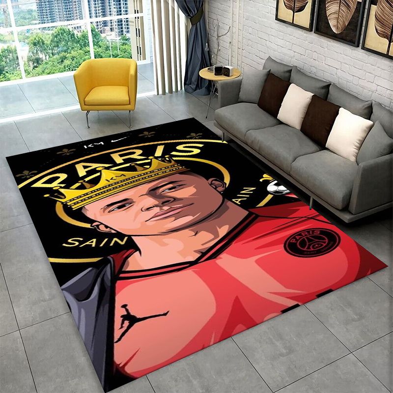 Outdoor Sport Area - 축구 M-Mbappe 스포츠 스타 논슬립 러그(거실,