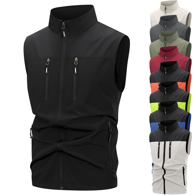 Outdoor Sport Windbreaker - 남성용 경량 소프트쉘 조끼 (지퍼 포켓,