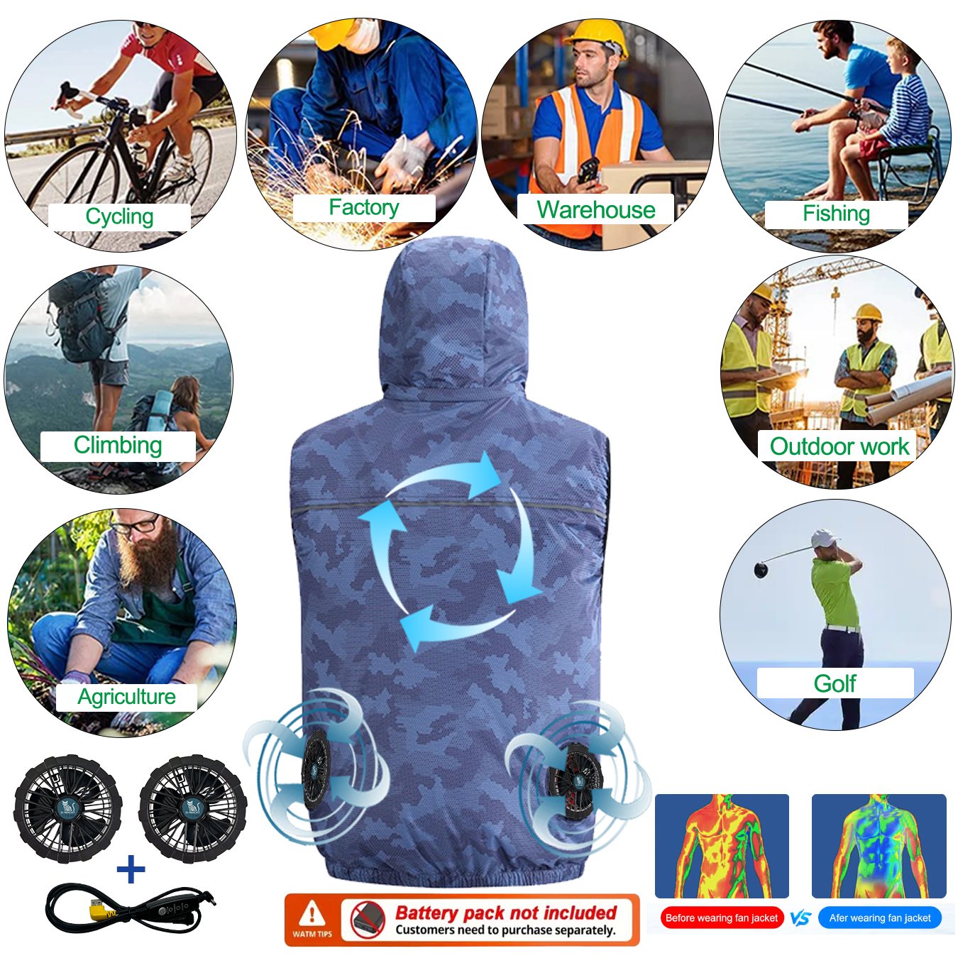 여름 스포츠 12V/5V 팬 에어컨 쿨 남녀 여행용 초 - Outdoor Sport Windbreaker 리뷰 및 가격